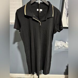 Calvin Klein Black Shirt dress with Gold Accents